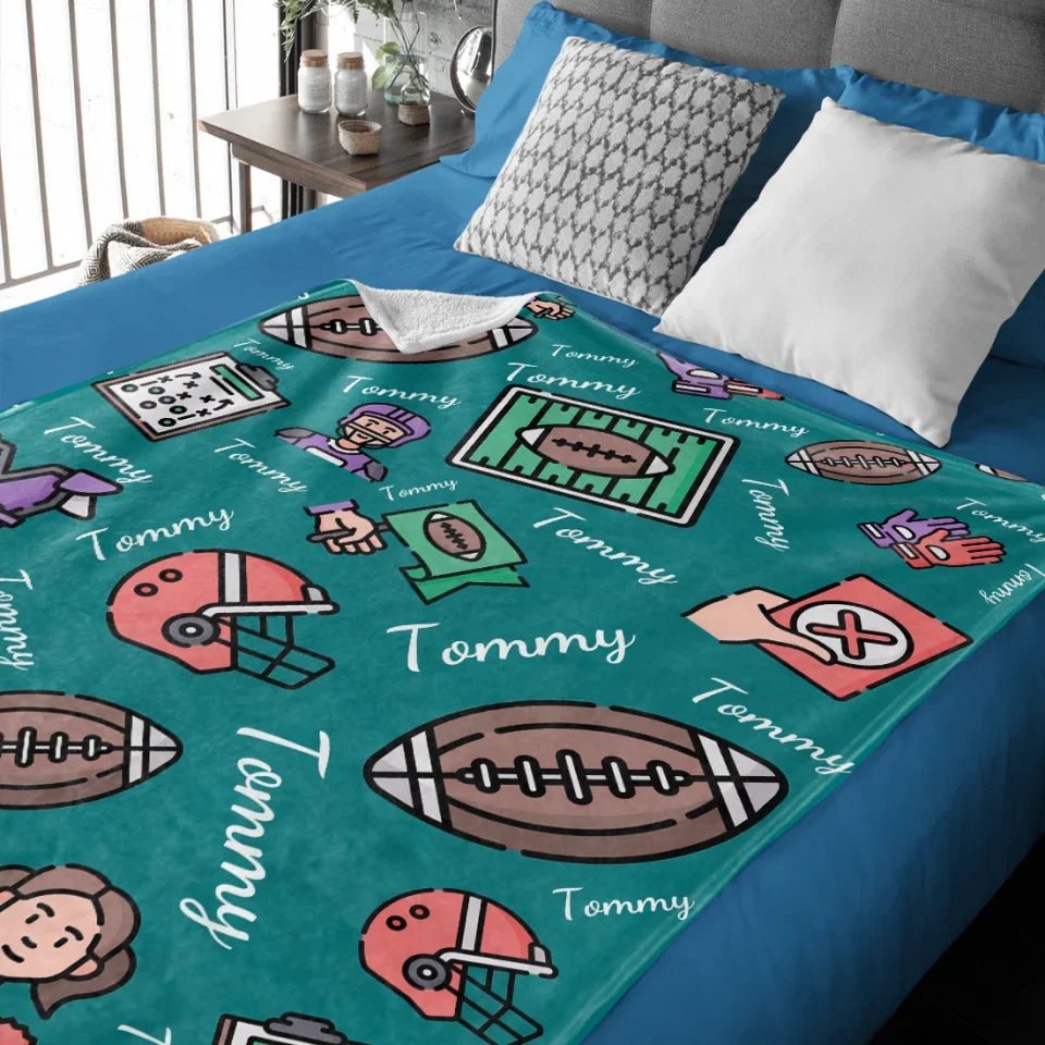 Personalized Football - Themed Blanket，Forever Fighting on the Field with the Winning Team 742031 - DiyGiftly