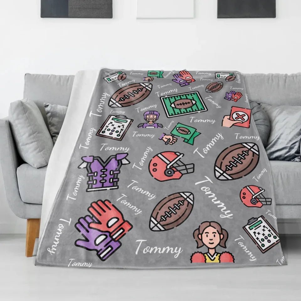 Personalized Football - Themed Blanket，Forever Fighting on the Field with the Winning Team 742031 - DiyGiftly