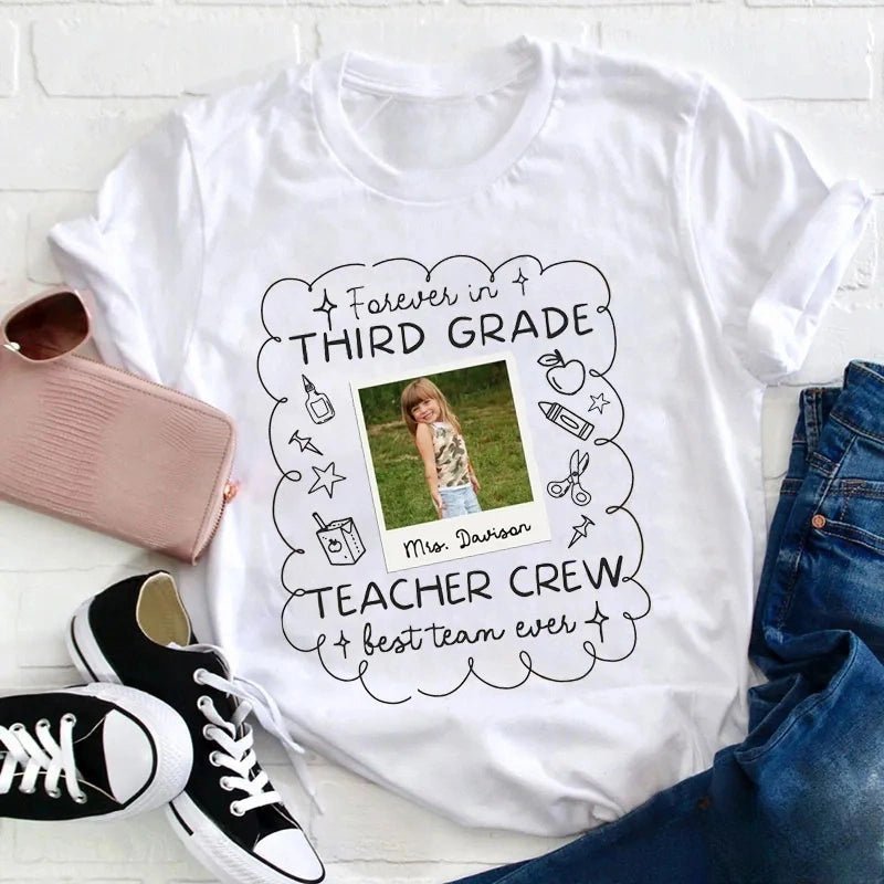 Personalized “Forever In Grade, Best Team Ever” Teacher T-Shirt – Custom Tee for Educators with Name or Class, Unique Gift for Teachers, Perfect for Teacher’s Day, End of School Year, Birthday, or Special Occasion 74819328 - DiyGiftly