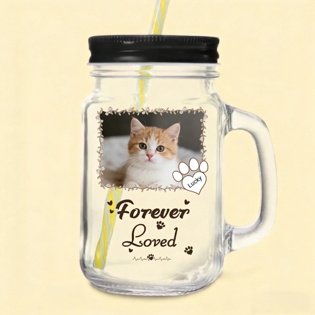 custom photo and name cat mason jar glass loss of cat gift