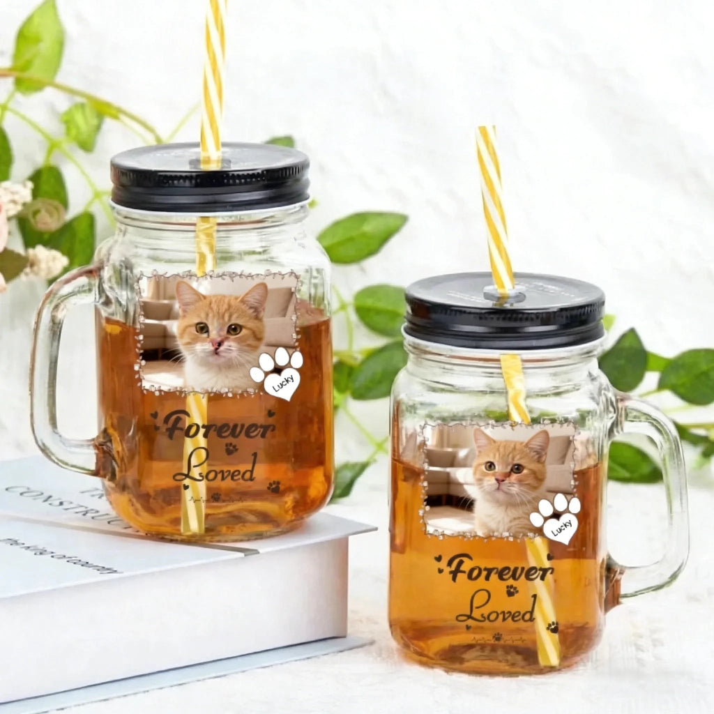 custom photo and name cat mason jar loss of cat gift glass