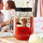 Personalized Forever Loved Pet Photo Paw Print Mason Jar 16oz Name Mason Jar with Handle Lid and Straw Lid Sympathy Pet Loss Memorial Gift for Pet Owners 1030448 - DiyGiftly