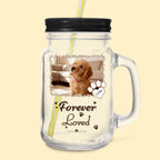 Personalized Forever Loved Pet Photo Paw Print Mason Jar 16oz Name Mason Jar with Handle Lid and Straw Lid Sympathy Pet Loss Memorial Gift for Pet Owners 1030448 - DiyGiftly