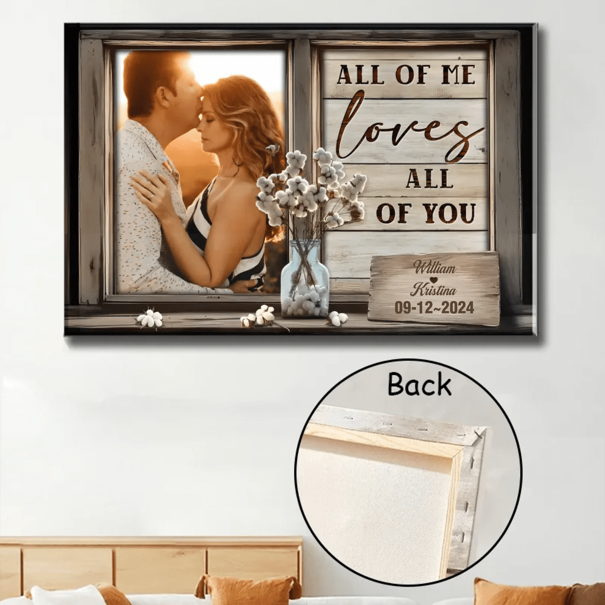 Personalized Gift For Couples Rustic Window Frame All Of Me Loves All Of You Canvas Prints 760162 - DiyGiftly