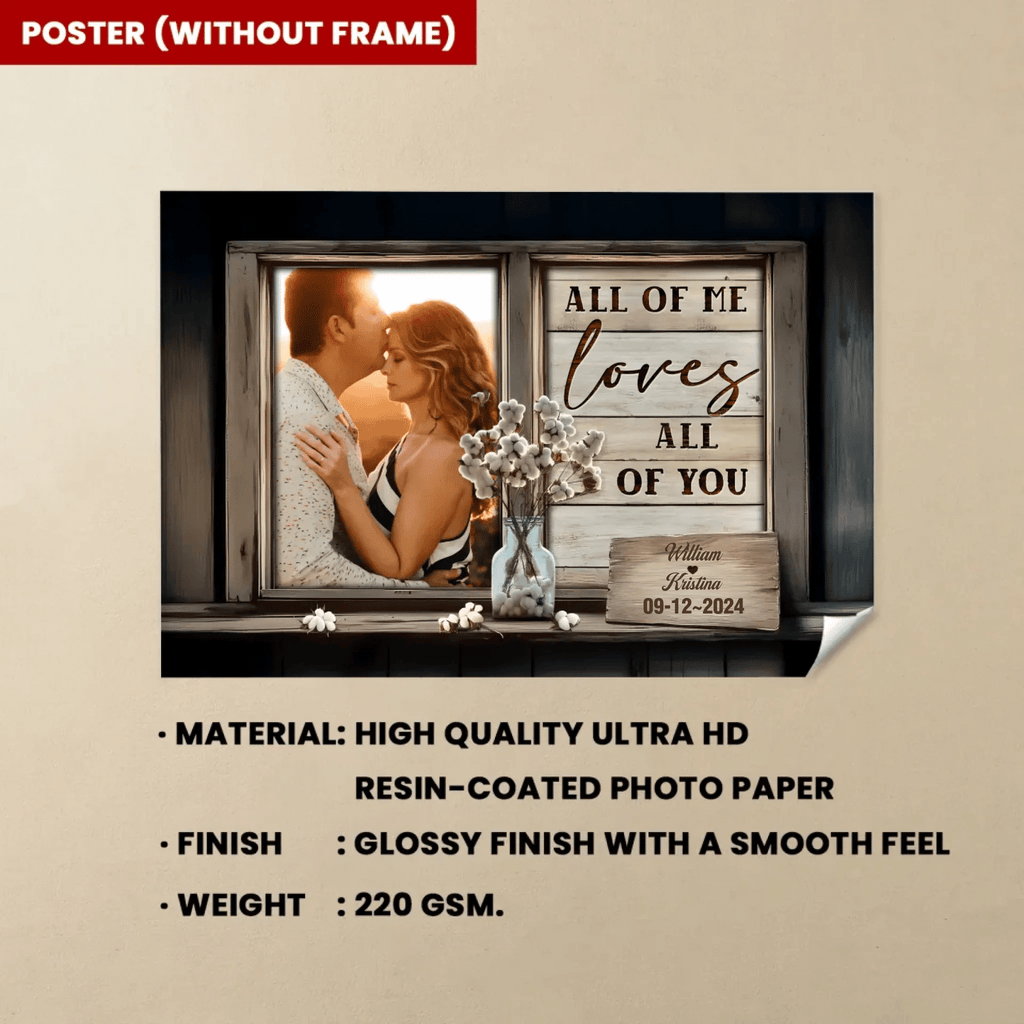 Personalized Gift For Couples Rustic Window Frame All Of Me Loves All Of You Canvas Prints 760162 - DiyGiftly