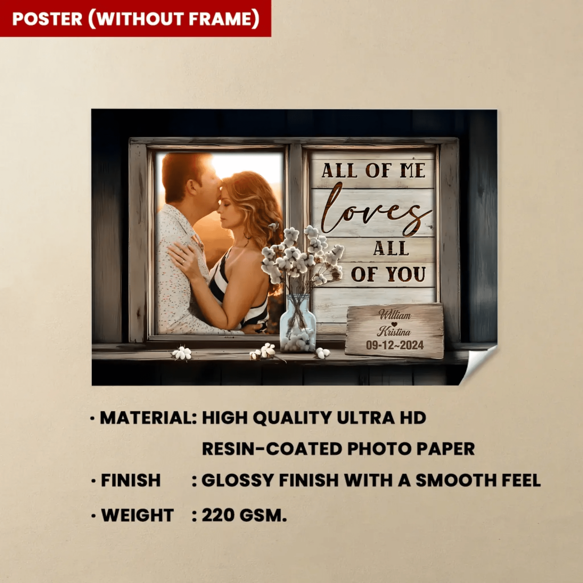 Personalized Gift For Couples Rustic Window Frame All Of Me Loves All Of You Canvas Prints 760162 - DiyGiftly
