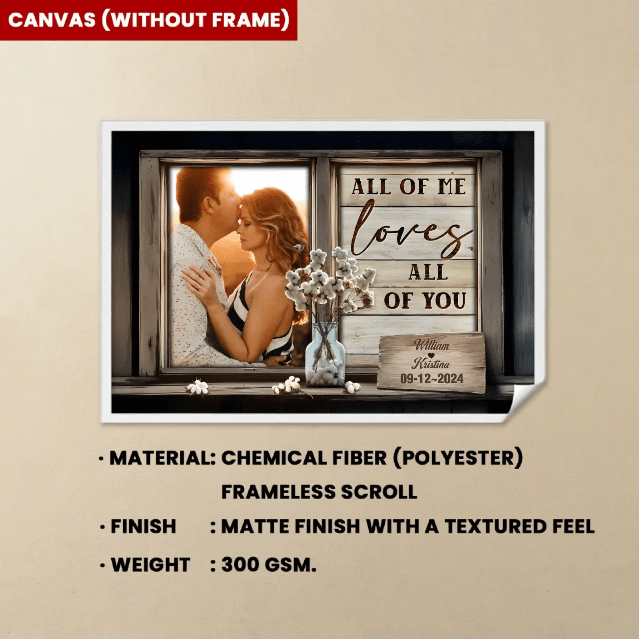 Personalized Gift For Couples Rustic Window Frame All Of Me Loves All Of You Canvas Prints 760162 - DiyGiftly