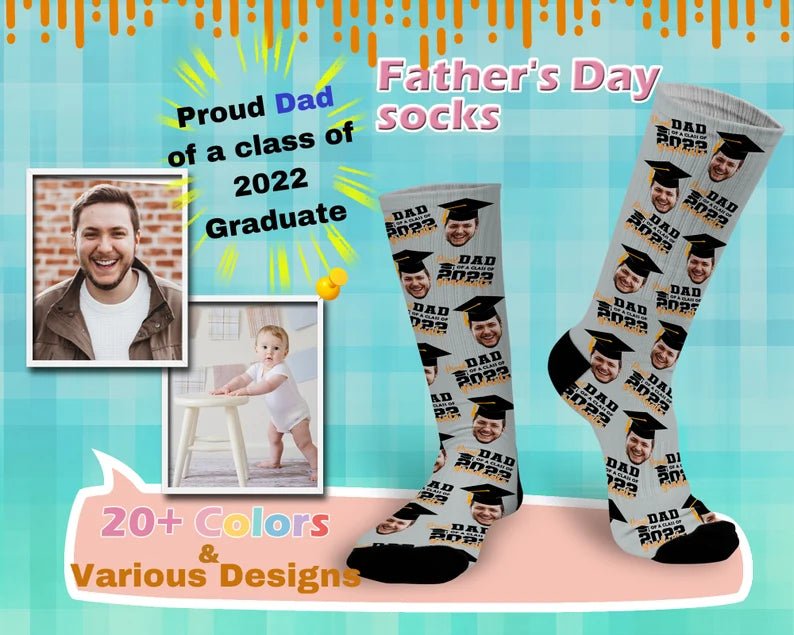 Personalized gift for Dad, Fathers Day Socks, Proud dad grandpa of a class of 2025 graduate photo socks, Custom face s sock,graduation gifts 84598784 - DiyGiftly
