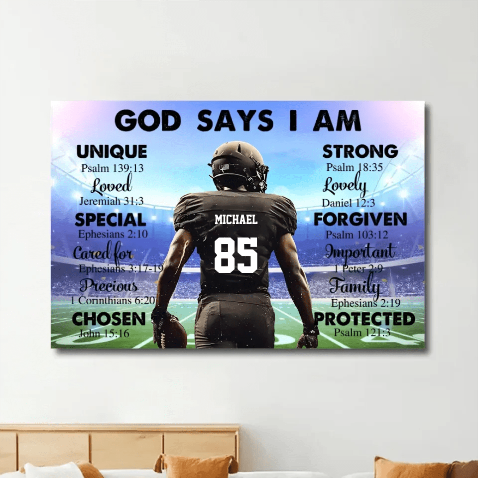 Personalized Gifts, Custom Football Canvas, God Say I Am Canvas, Wall Art For Living Room 740599 - 740618 - DiyGiftly