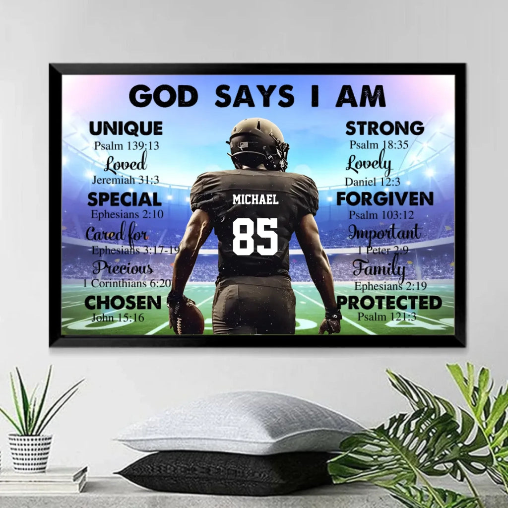 Personalized Gifts, Custom Football Canvas, God Say I Am Canvas, Wall Art For Living Room 740599 - 740618 - DiyGiftly