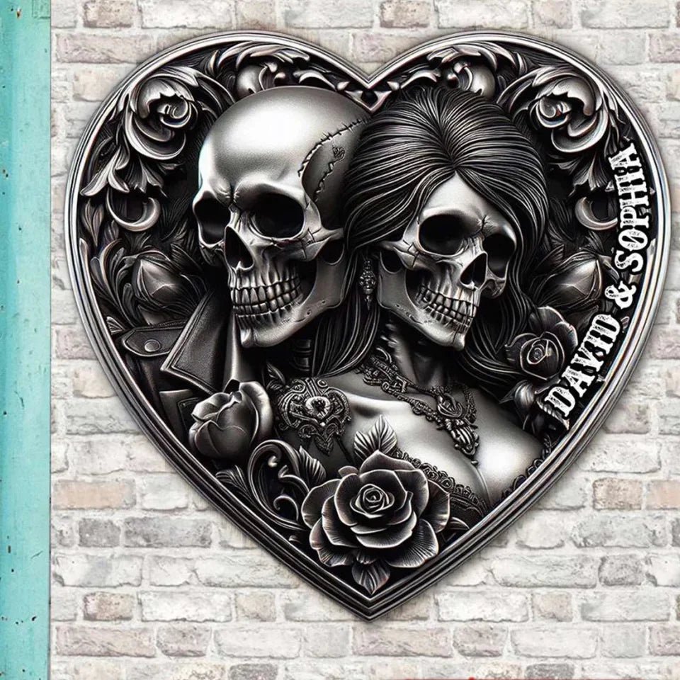 Personalized Gifts For Couple Wooden Sign Skull Couple 746302 - DiyGiftly