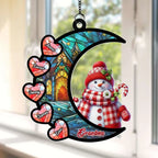 Personalized Gifts For Grandma Suncatcher, Christmas Snowman Heart 677787 - DiyGiftly