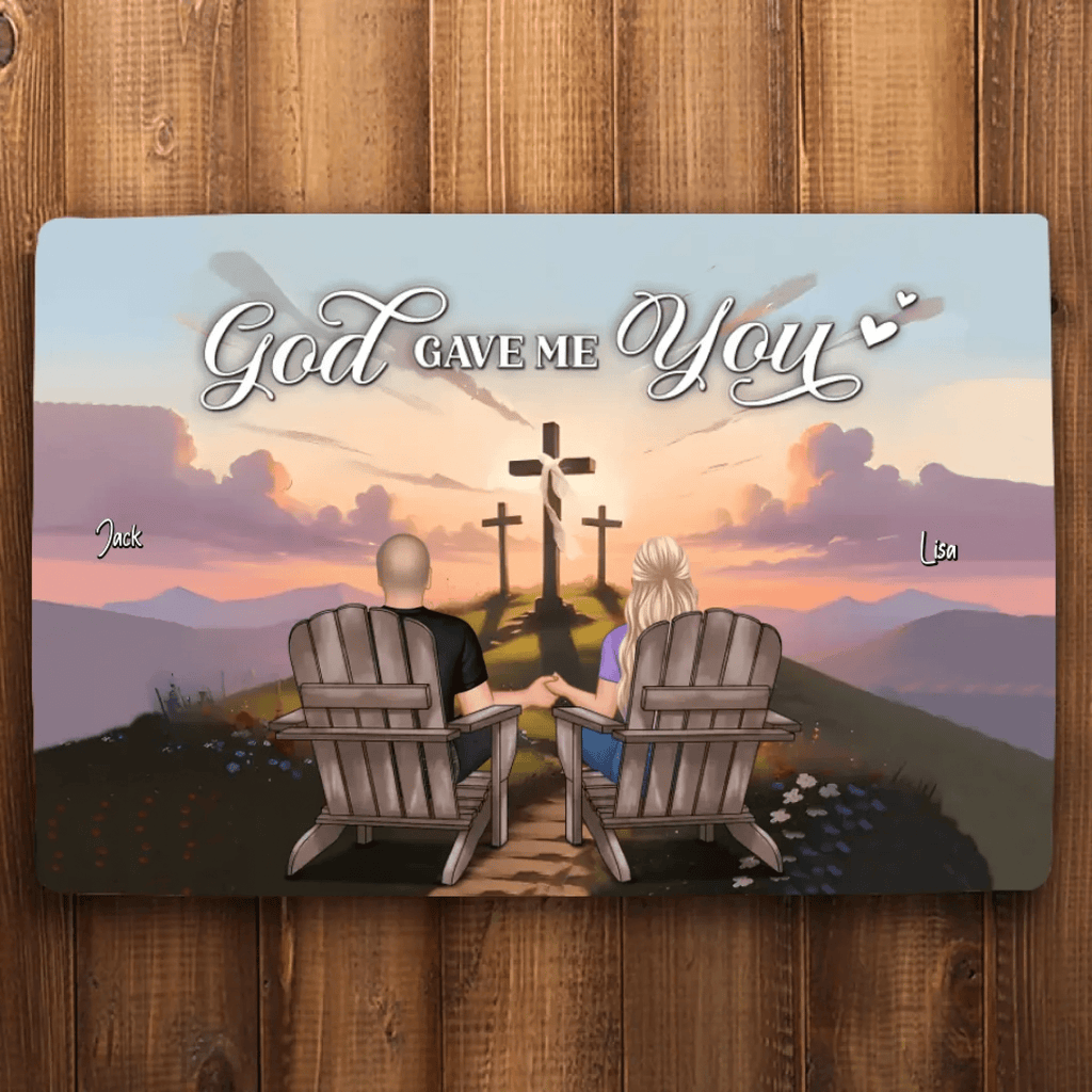Personalized "God Gave Me You" Mat– A Unique Gift for Couples, Faith & Love Expression 701108 - D - DiyGiftly