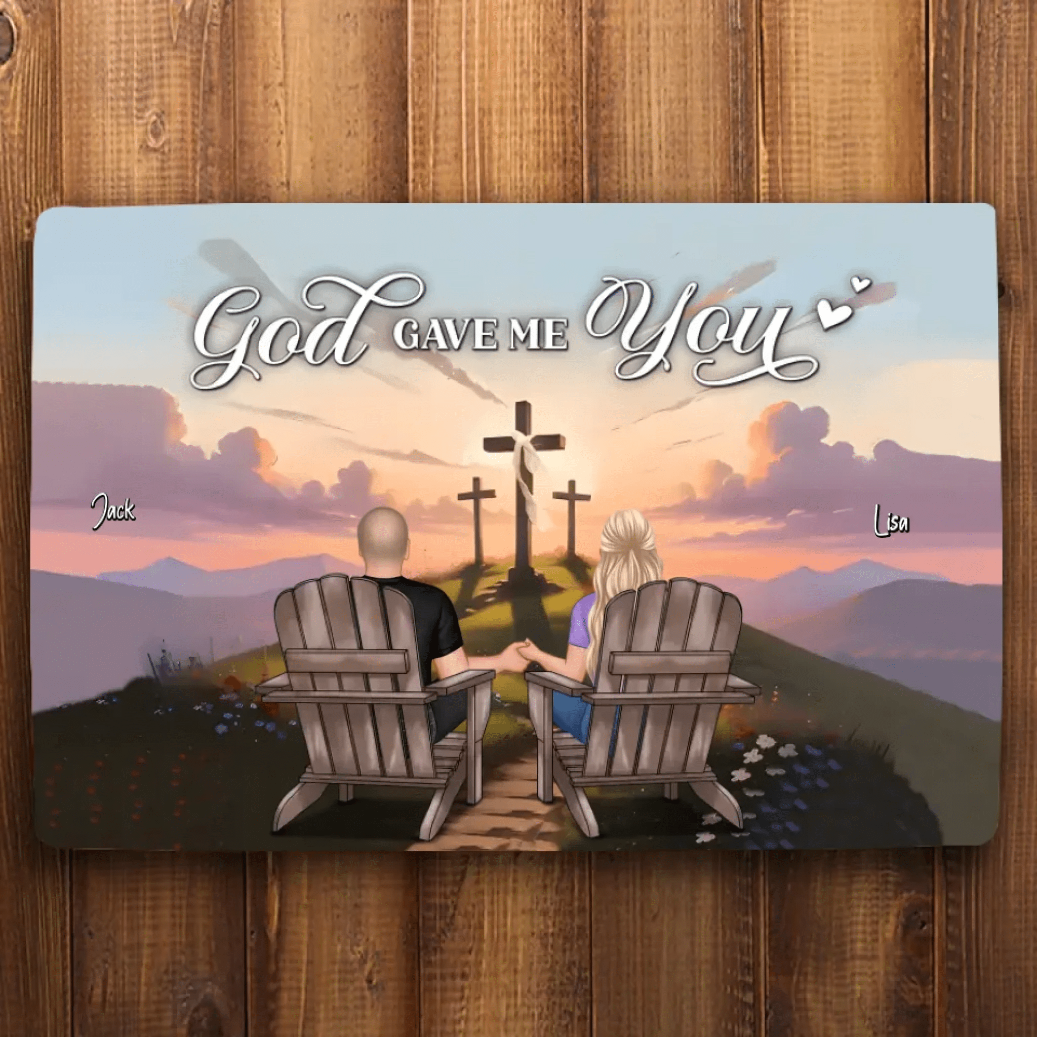 Personalized "God Gave Me You" Mat– A Unique Gift for Couples, Faith & Love Expression 701108 - D - DiyGiftly