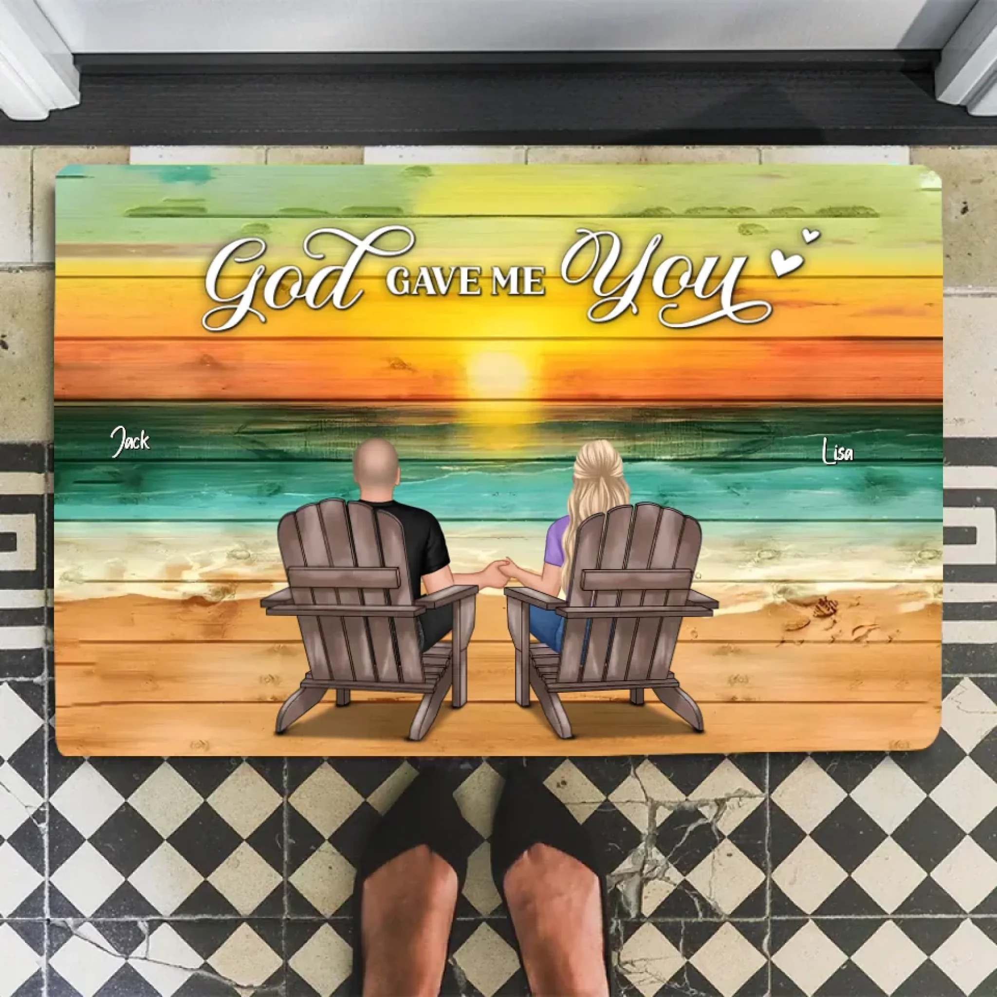 Personalized "God Gave Me You" Mat– A Unique Gift for Couples, Faith & Love Expression 701108 - D - DiyGiftly