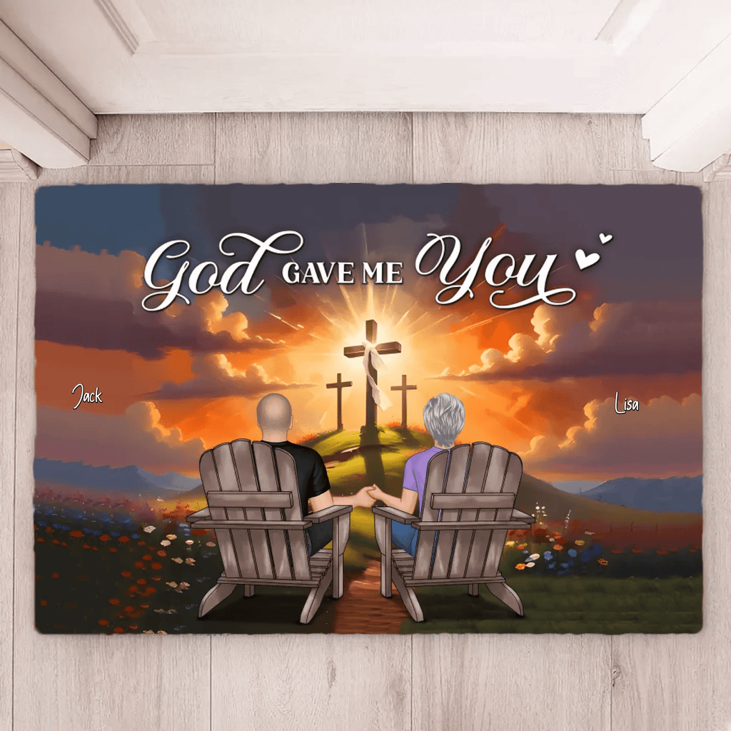 Personalized "God Gave Me You" Mat– A Unique Gift for Couples, Faith & Love Expression 701108 - D - DiyGiftly