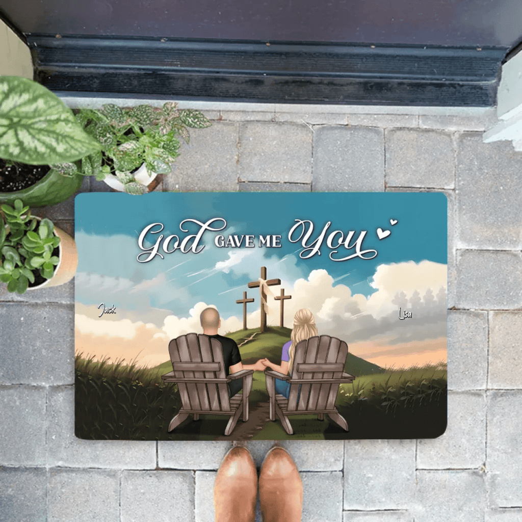 Personalized "God Gave Me You" Mat– A Unique Gift for Couples, Faith & Love Expression 701108 - D - DiyGiftly