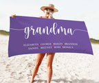 Personalized Grandma Mom Beach Towel, Birthday Gift For Mama Gigi Dad, Family Vacation Gift,Grandpa Bath Pool Towel, Mother's Day Gift 97210368 - DiyGiftly