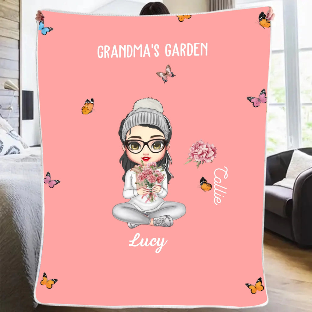 grandmas garden throw blanket personalized names birth flower artwork birthday gift for grandma