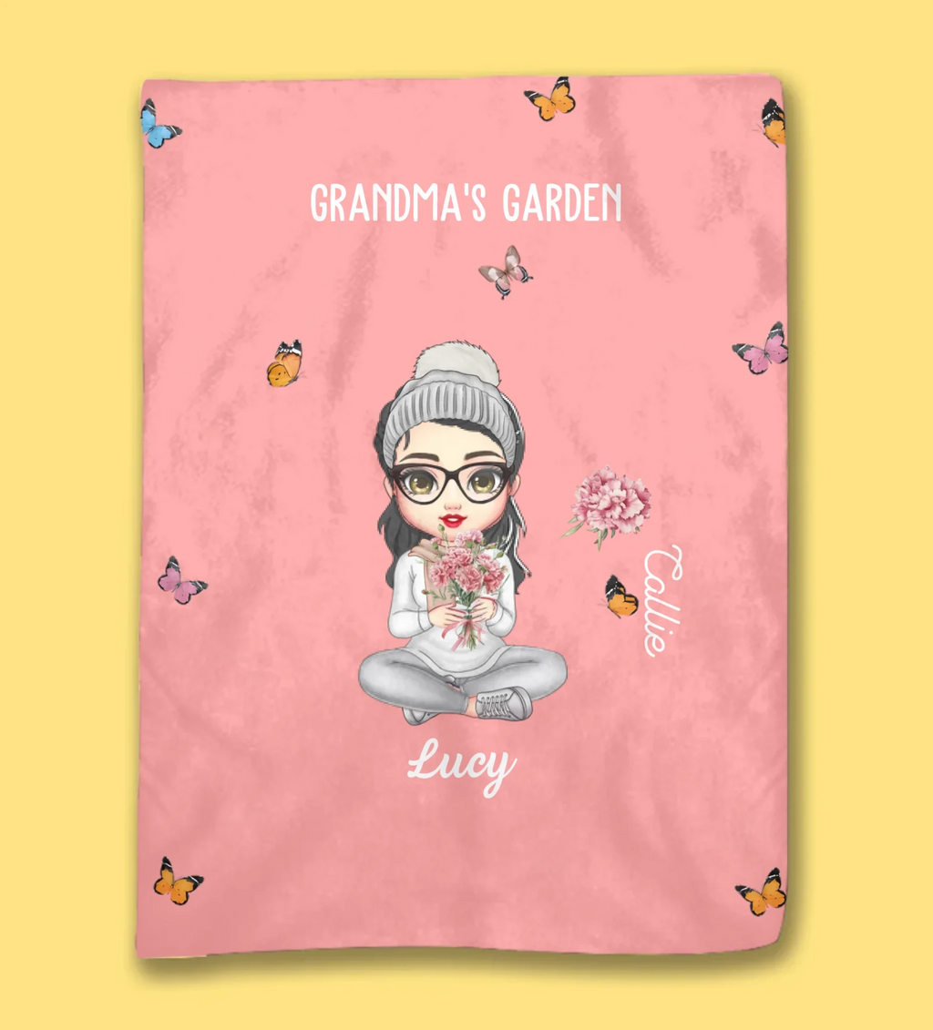 grandmas garden throw blanket personalized names birthday gift for grandma