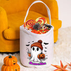Personalized Halloween Cute Ghost Trick or Treat Candy Bucket Bag with Name Halloween Party Gift for Kids 75124480 - DiyGiftly