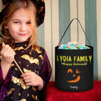 Personalized Halloween Pumpkin Devil Face Candy Trick or Treat Large Bucket Bag with Name Halloween Party Gift for Kids 34696448 - DiyGiftly