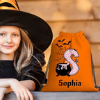 Personalized Halloween Witch Pumpkin Drawstring Snack Candy Bag with Initial and Name Trick or Treat Gift for Kids 34205440 - DiyGiftly