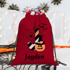 Personalized Halloween Witch Pumpkin Drawstring Snack Candy Bag with Initial and Name Trick or Treat Gift for Kids 34205440 - DiyGiftly