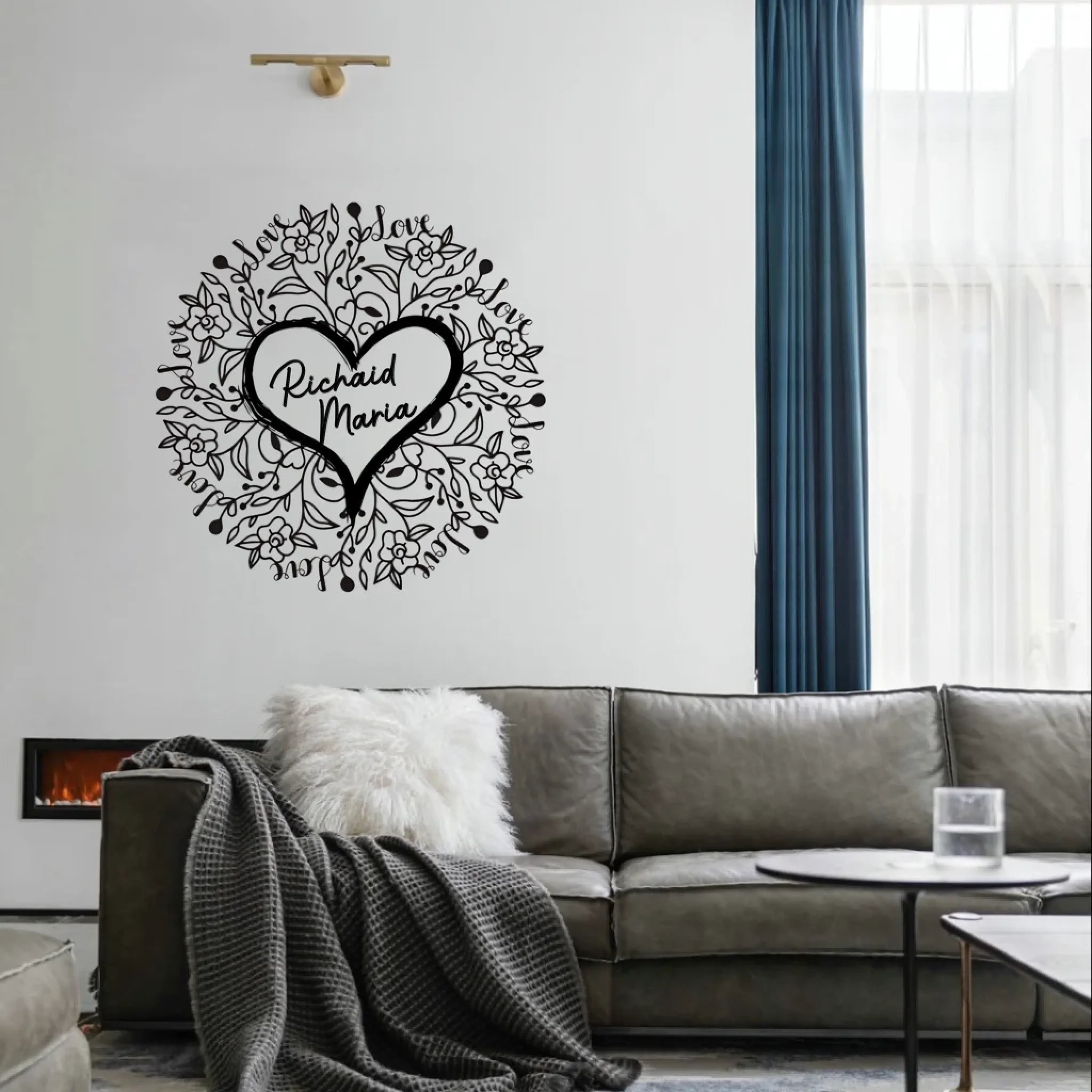 Personalized Heart - Shaped Floral Metal Wall Decor - Custom Couple Name Romantic Home Decoration - Valentine’s Day Gift 1083940 - DiyGiftly