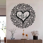 Personalized Heart - Shaped Floral Metal Wall Decor - Custom Couple Name Romantic Home Decoration - Valentine’s Day Gift 1083940 - DiyGiftly