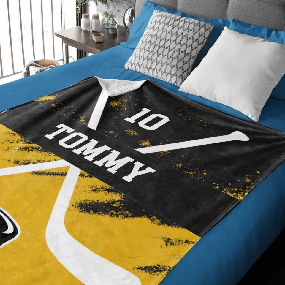 Personalized Hockey Player Blanket 748571 - DiyGiftly