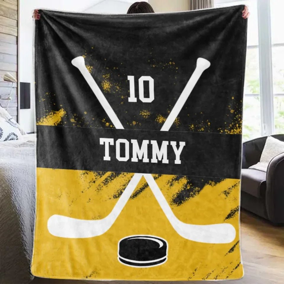Personalized Hockey Player Blanket 748571 - DiyGiftly