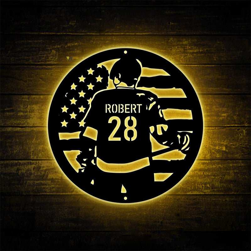 Personalized Hockey Player Metal Sign – Custom Name & Number Sports Wall Art Decor 09830144 - DiyGiftly