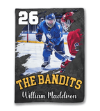 Personalized Hockey Player Photo Blanket, Custom Name & Number Hockey Throw Blankets, Hockey Blanket, Sport Blanket 747871 - DiyGiftly