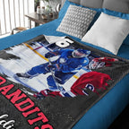 Personalized Hockey Player Photo Blanket, Custom Name & Number Hockey Throw Blankets, Hockey Blanket, Sport Blanket 747871 - DiyGiftly