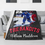Personalized Hockey Player Photo Blanket, Custom Name & Number Hockey Throw Blankets, Hockey Blanket, Sport Blanket 747871 - DiyGiftly