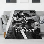 Personalized hockey stick and shoe blanket 742480 - DiyGiftly
