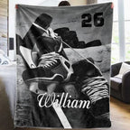 Personalized hockey stick and shoe blanket 742480 - DiyGiftly