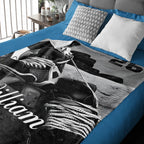 Personalized hockey stick and shoe blanket 742480 - DiyGiftly