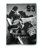Personalized hockey stick and shoe blanket 742480 - DiyGiftly