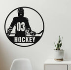 Personalized Hockey Wall Art – Custom Name & Number Metal Sign, Sports Room Decor for Teen Boys, Man Cave Wall Hanging, Hockey Player Gift, Team Coach Present, Bedroom Decoration for Hockey Fans 49034496 - DiyGiftly