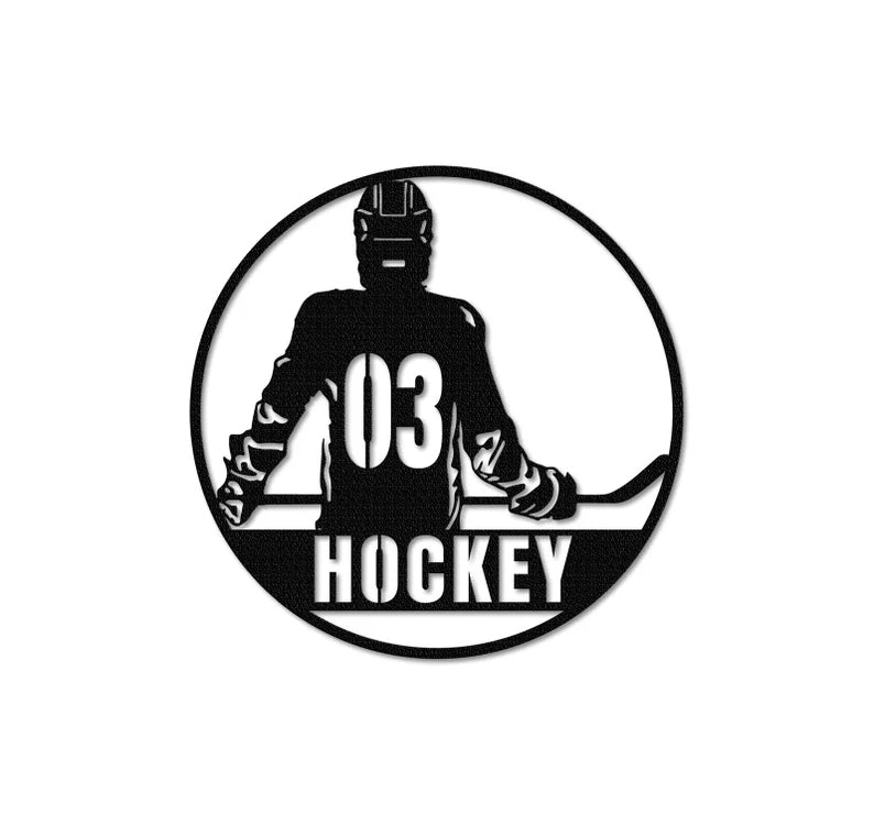 Personalized Hockey Wall Art – Custom Name & Number Metal Sign, Sports Room Decor for Teen Boys, Man Cave Wall Hanging, Hockey Player Gift, Team Coach Present, Bedroom Decoration for Hockey Fans 49034496 - DiyGiftly