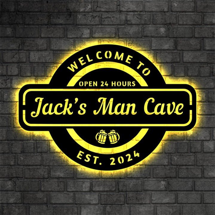 Personalized Home Bar Illuminated Sign – Custom LED Light Sign with Name, Man Cave Pub Wall Decor Gift for Beer Lovers 01923840 - DiyGiftly