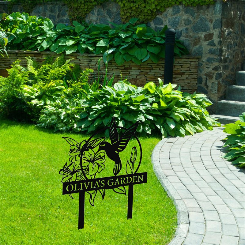 Personalized Hummingbird Metal Garden Decor – Custom Outdoor Yard, Patio, or Flower Garden Art Sign 38396160 - DiyGiftly
