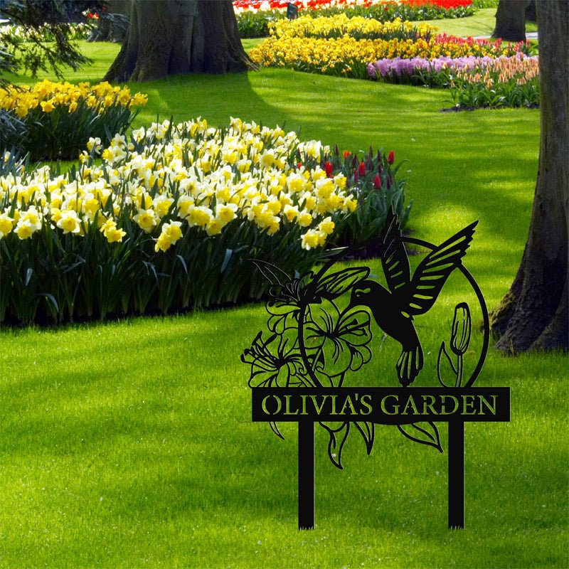 Personalized Hummingbird Metal Garden Decor – Custom Outdoor Yard, Patio, or Flower Garden Art Sign 38396160 - DiyGiftly