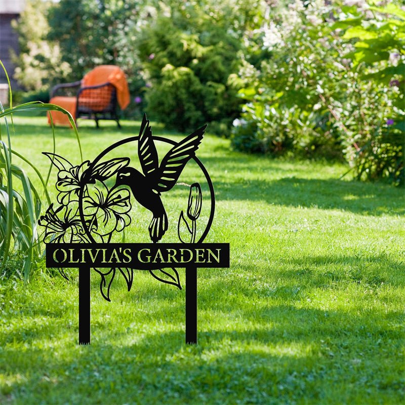 Personalized Hummingbird Metal Garden Decor – Custom Outdoor Yard, Patio, or Flower Garden Art Sign 38396160 - DiyGiftly