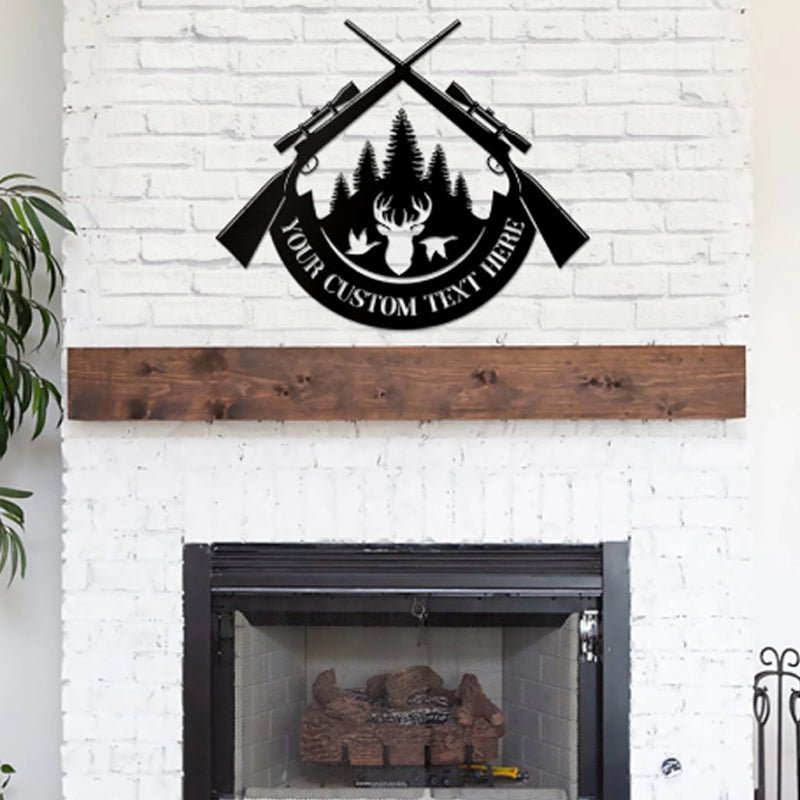 Personalized Hunting Metal Logo – Custom Deer and Hunter Wall Art, Rustic Hunting Lodge Metal Sign, Unique Gifts for Hunters and Outdoor Enthusiasts 02100992 - DiyGiftly
