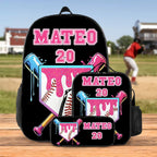 Personalized Ice Cream Dripping Baseball Backpack Lunch Bag Pencil Case Set with Name and Number Back to School Birthday Gift for Boys Girls 99439872 - DiyGiftly