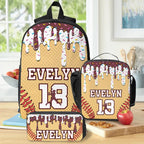 Personalized Ice Cream Dripping Baseball Sports Backpack Lunch Bag Pencil Case Set with Name and Number Back to School Gift for Kids Students 60279808 - DiyGiftly