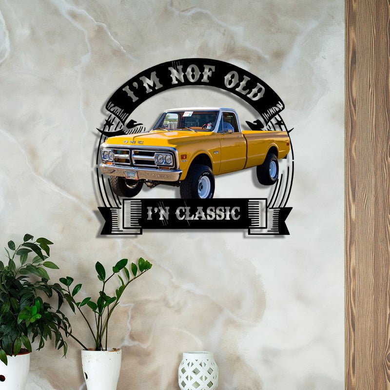 Personalized "I'm Not Old, I'm Classic" Car Photo Metal Sign – Custom Vintage Vehicle Wall Decor, Unique Gift for Car Lovers, Garage or Man Cave Decoration 56830720 - DiyGiftly